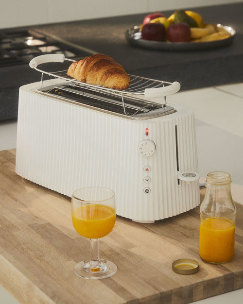 Plissé white Long double compartment toaster. European plug. Alessi