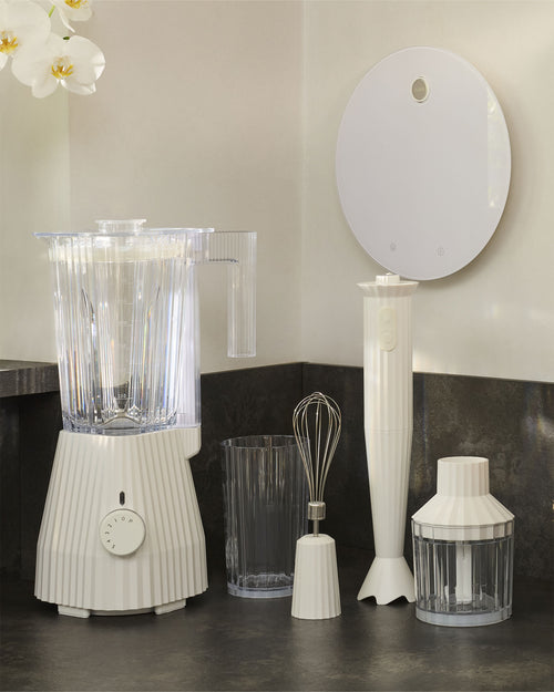 Plissé white Hand blender set. European plug Alessi 3